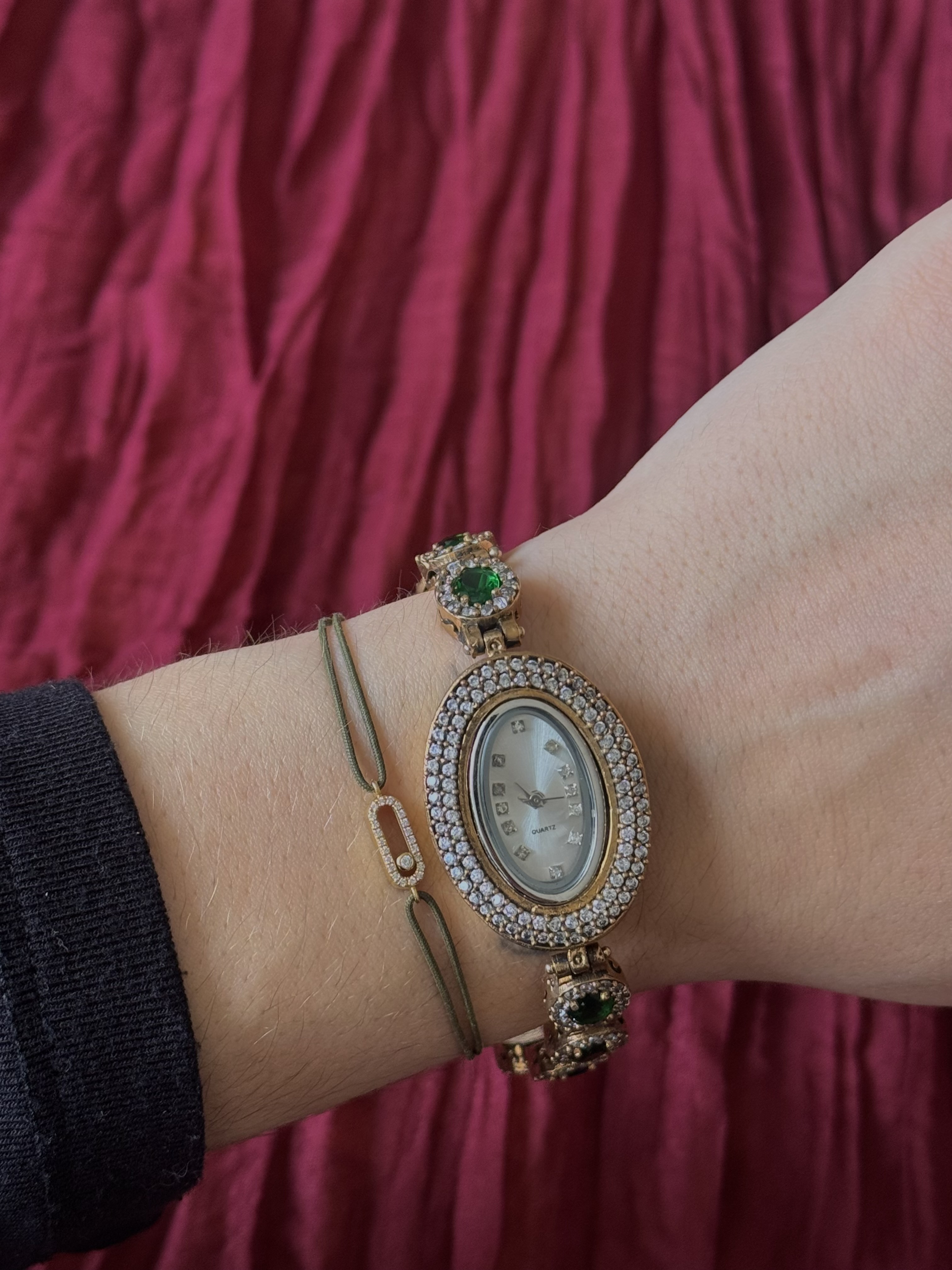 Green Jeweled Bracelet Watch